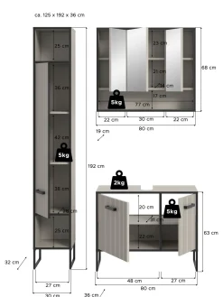 Badkombination 3-teilig BAGNO