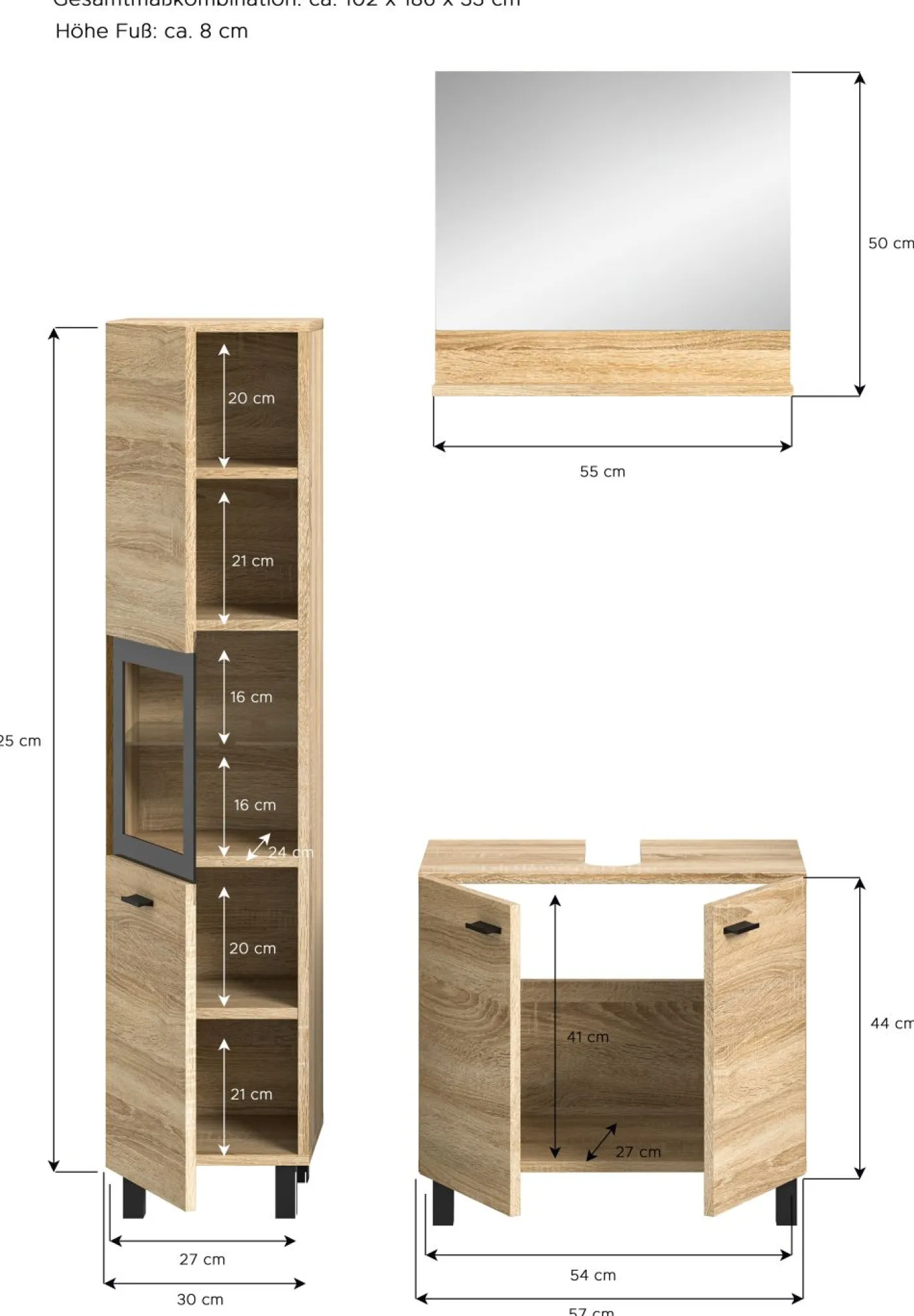 Badkombination 3-teilig SEBETA