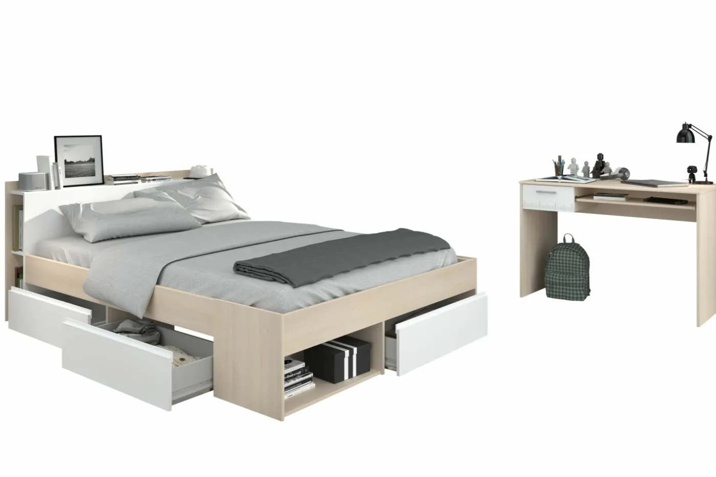 Bett mit Schreibtisch MOST 62