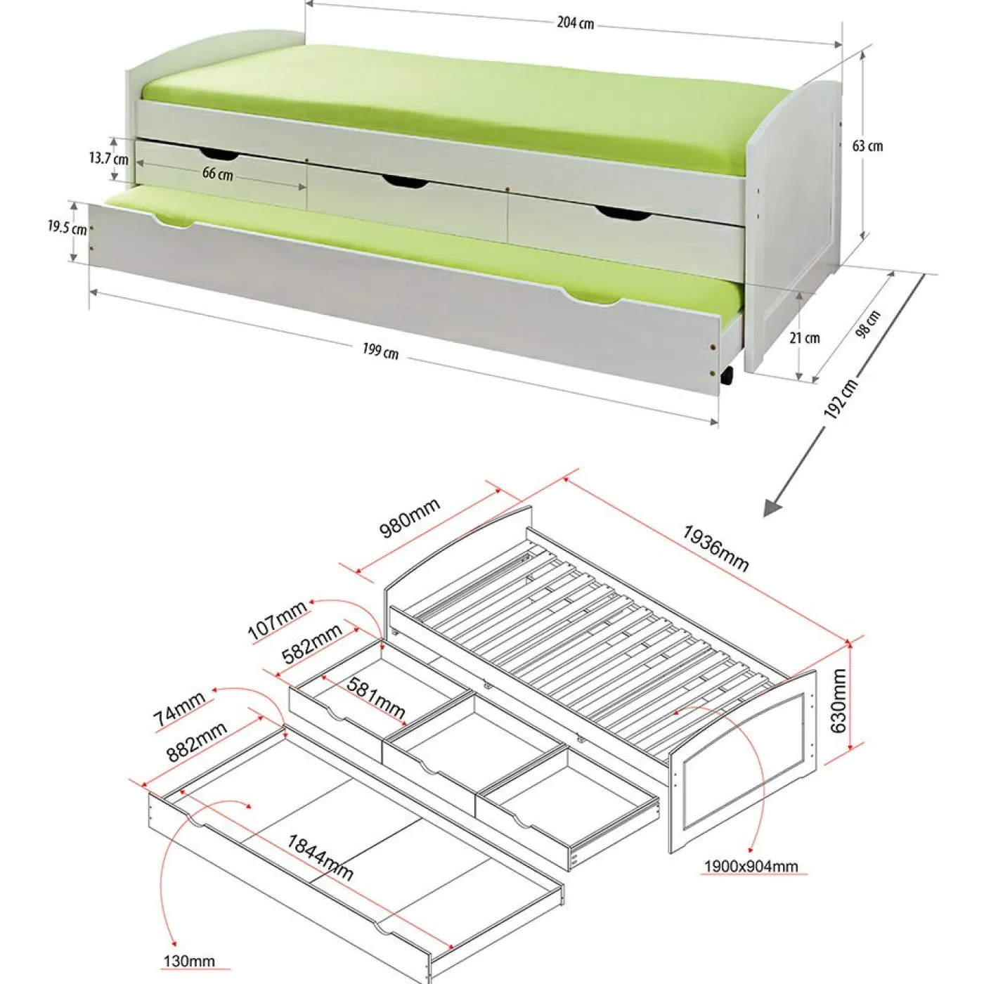 Funktionsbett 90x200cm ULLI