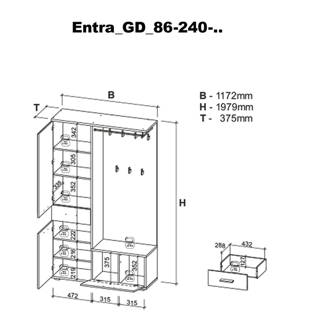 Kompaktgarderobe ENTRA