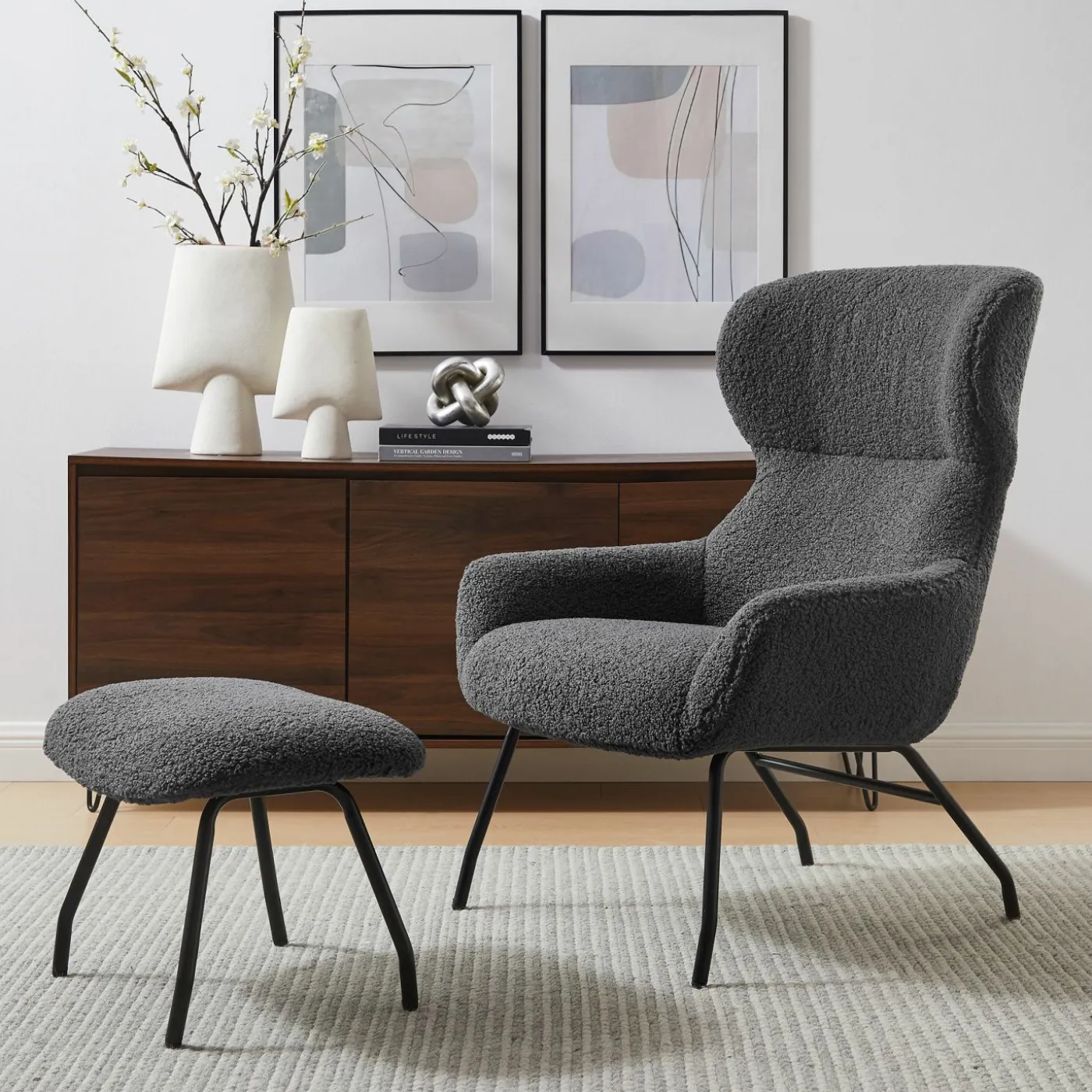 Sessel mit Hocker 367810