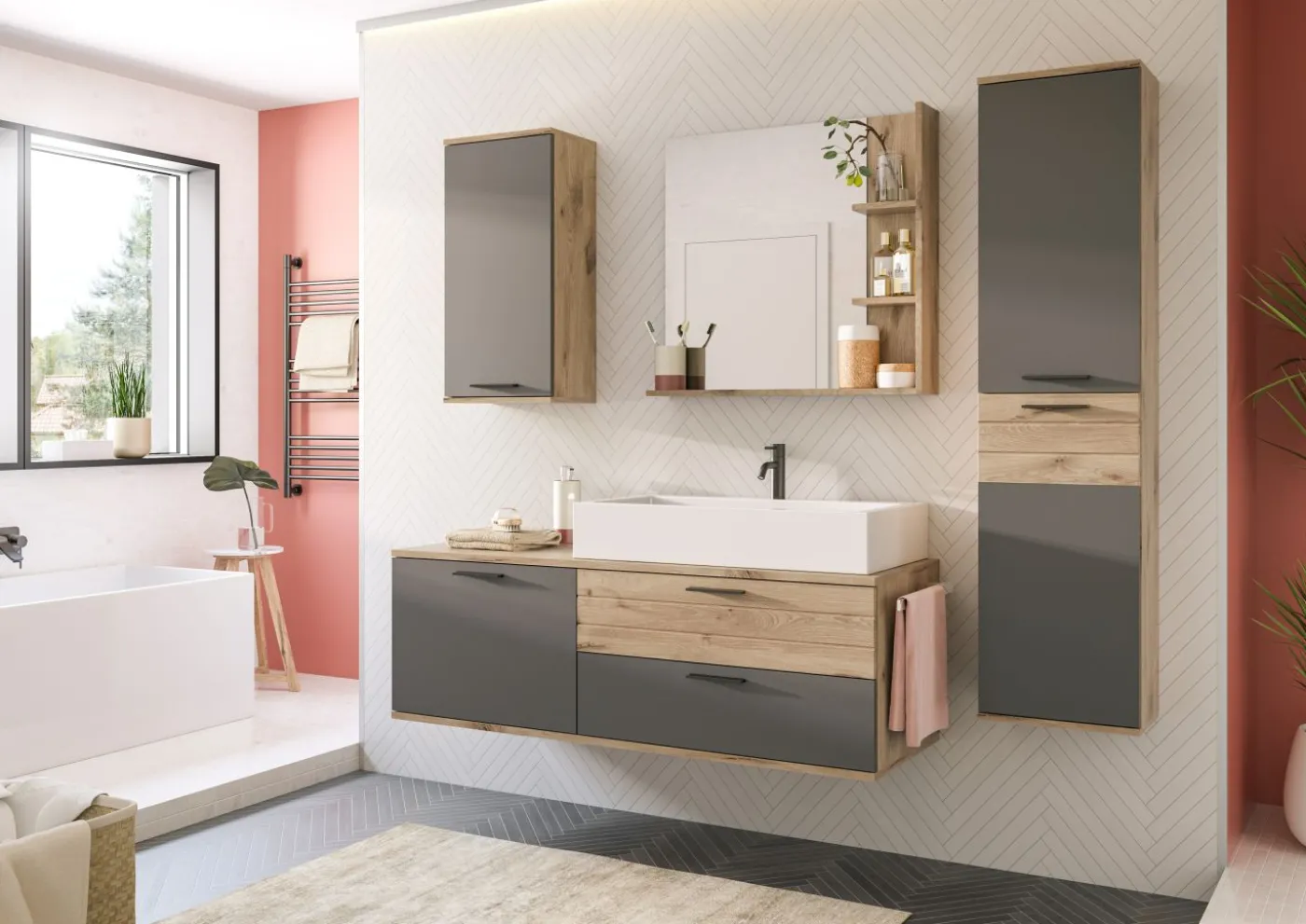 Waschbeckenunterschrank mit Waschbecken AGARO