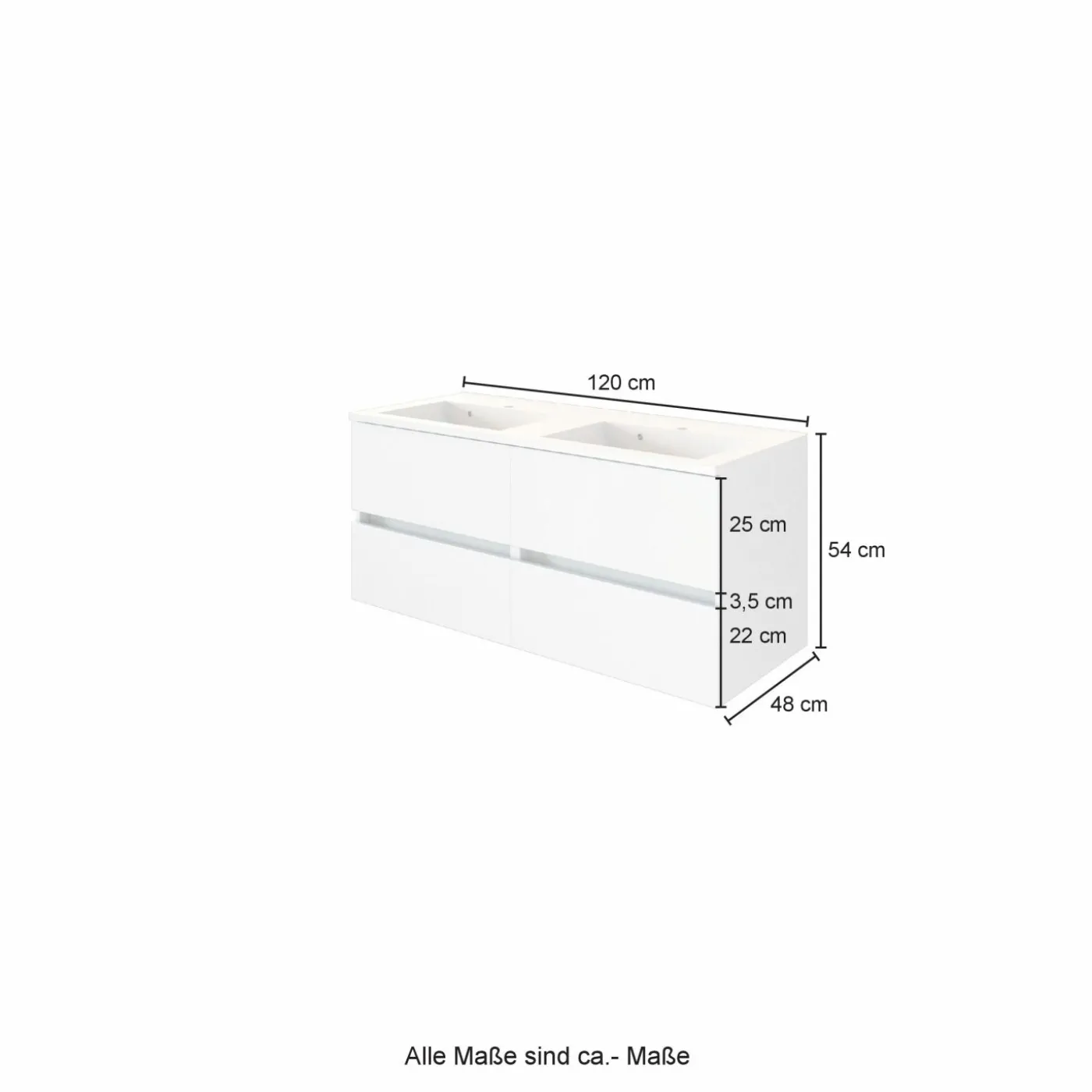 Waschbeckenunterschrank mit Doppelwaschbecken LUCCA