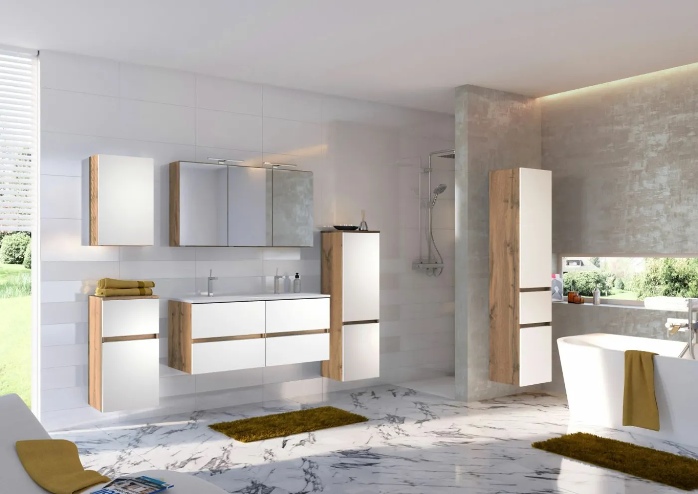 Waschbeckenunterschrank mit Doppelwaschbecken LUCCA